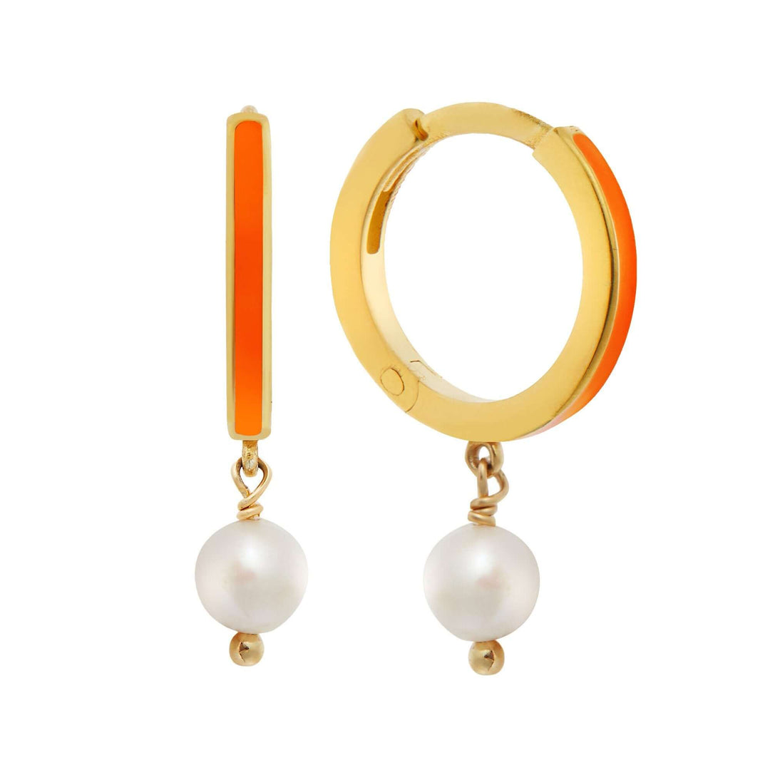 Dainty Pearl and Enamel Hoops - Eye M Core - Ileana Makri
