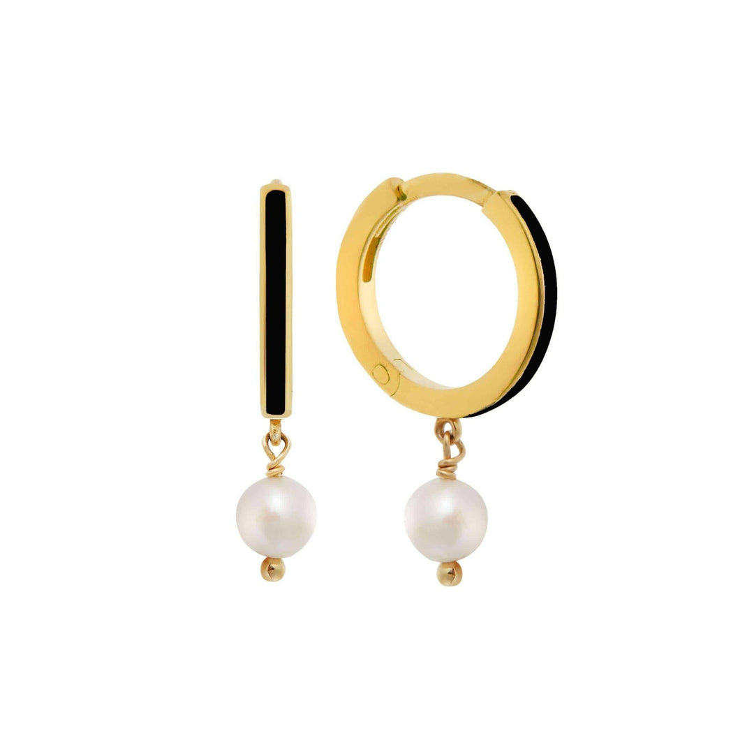 Dainty Pearl and Enamel Hoops - Eye M Core - Ileana Makri