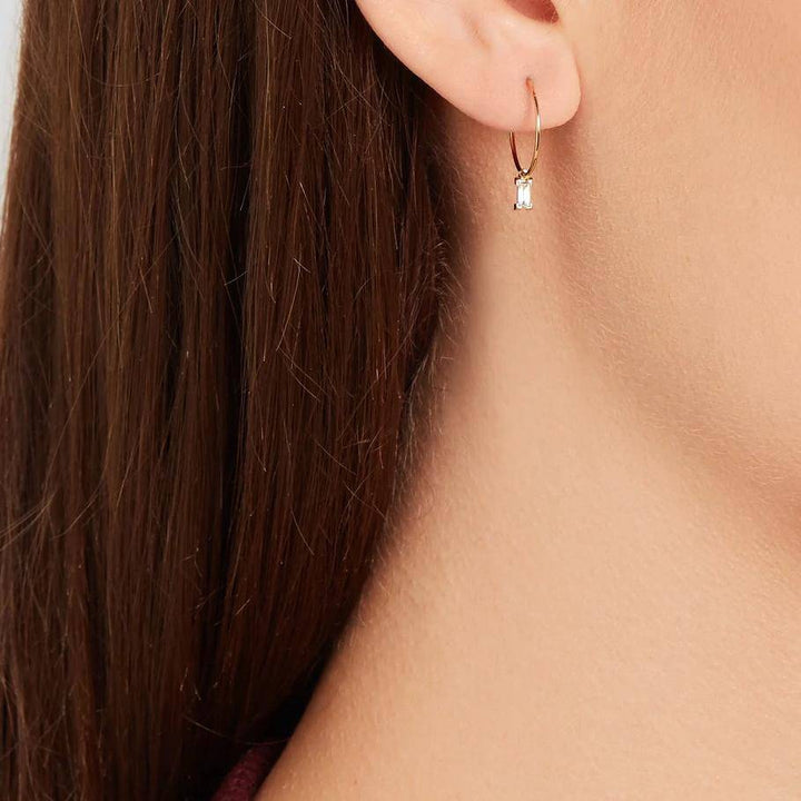 Dangling Baguette Hoops - Baguette - Ileana Makri