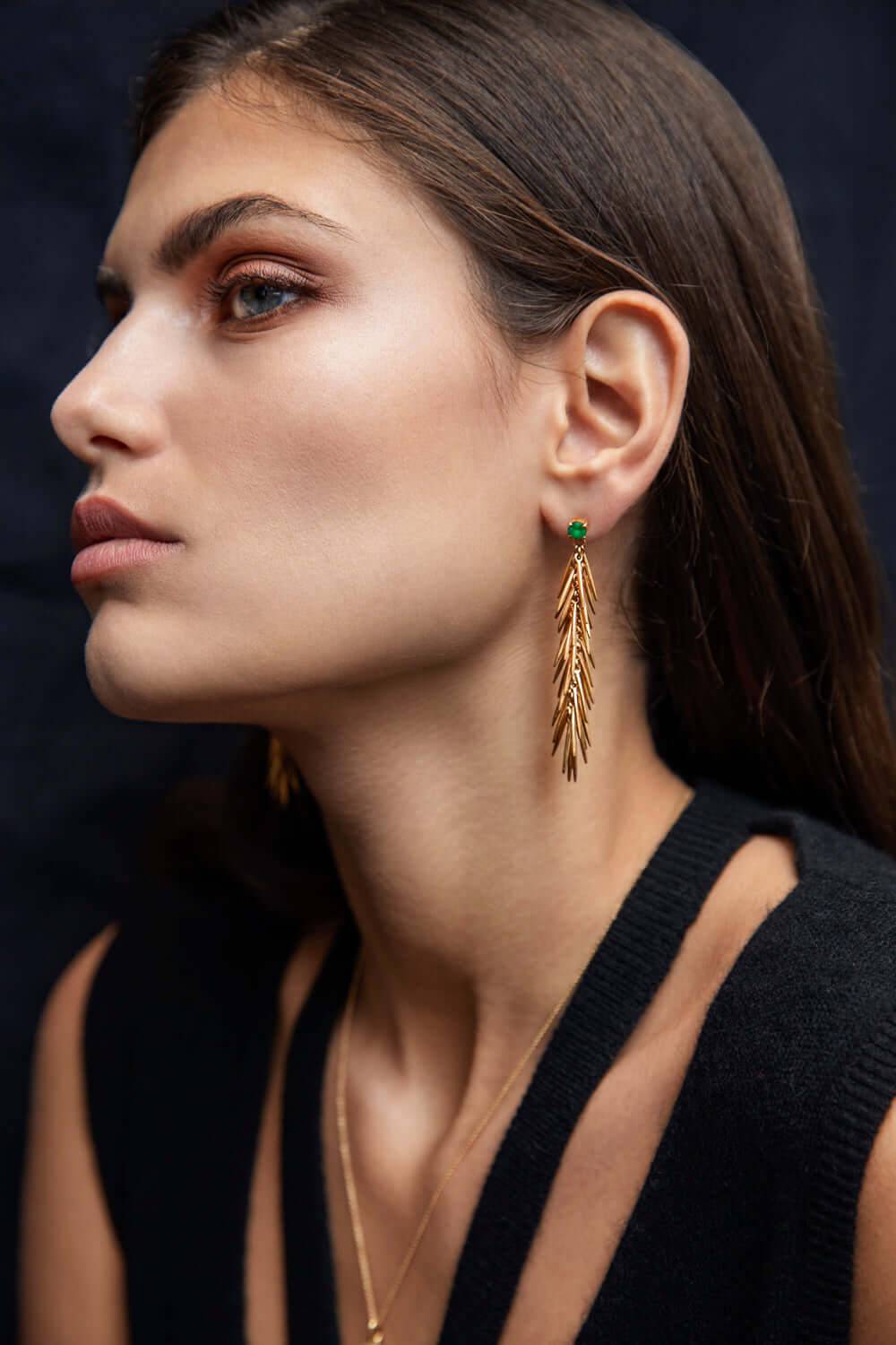 Dangling Grass Drop Earrings - Grass - Ileana Makri