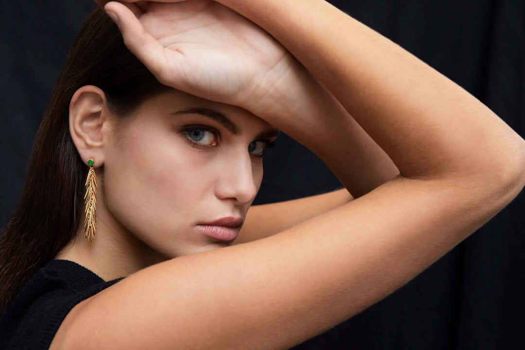 Dangling Grass Drop Earrings - Grass - Ileana Makri