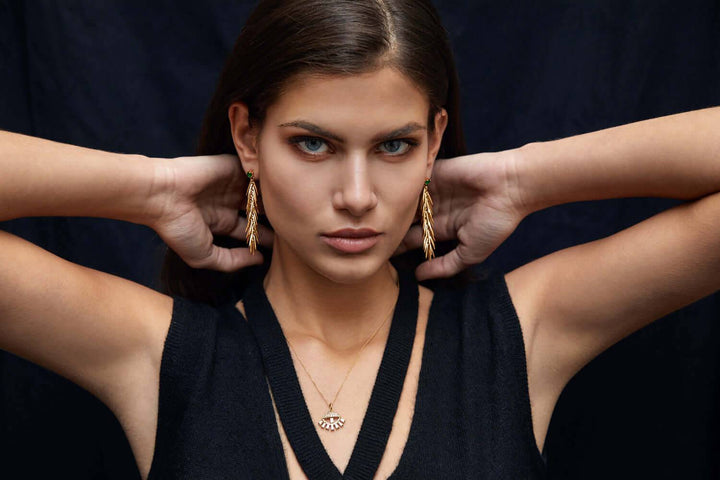 Dangling Grass Drop Earrings - Grass - Ileana Makri