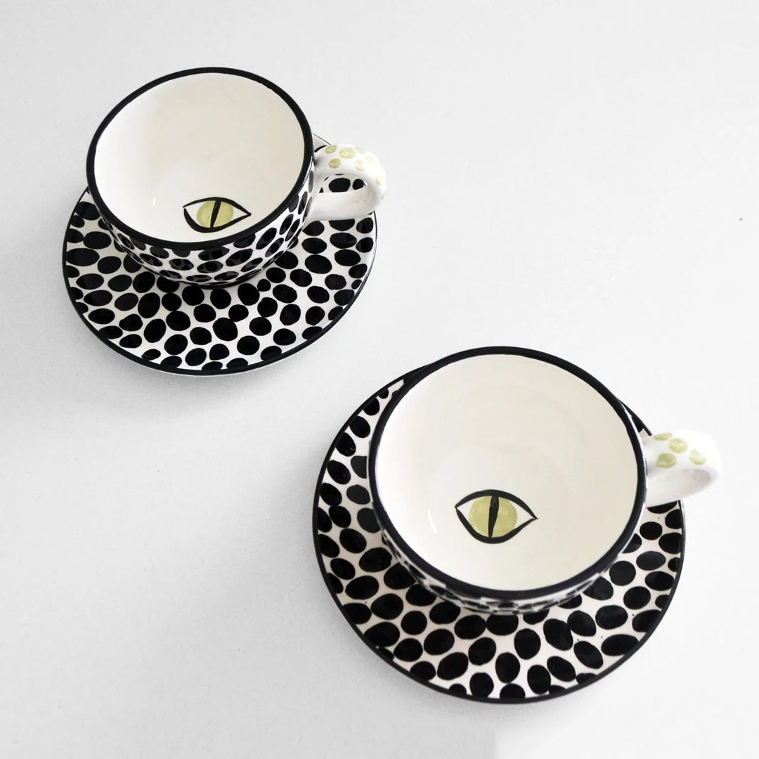 Dawn Eye Cappuccino Cups B&W (set of 2) - Arch - Ileana Makri