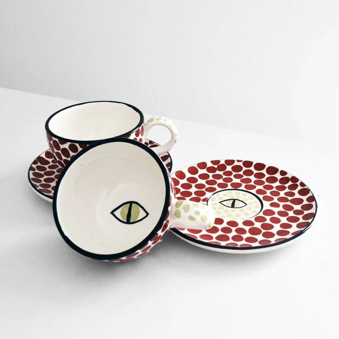 Dawn Eye Cappuccino Cups Cinnamon (set of 2) - Arch - Ileana Makri