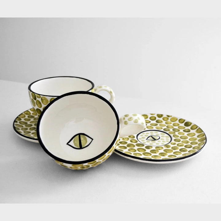 Dawn Eye Cappuccino Cups Sage (set of 2) - Arch - Ileana Makri