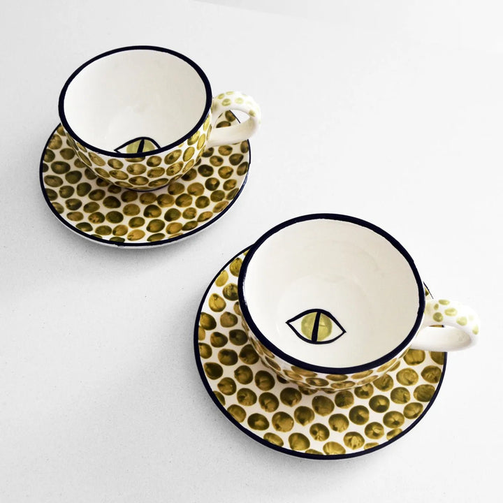 Dawn Eye Cappuccino Cups Sage (set of 2) - Arch - Ileana Makri