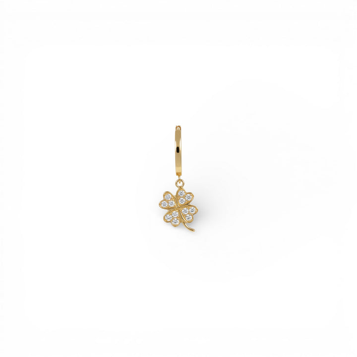 Gold Hoop & Diamond Clover