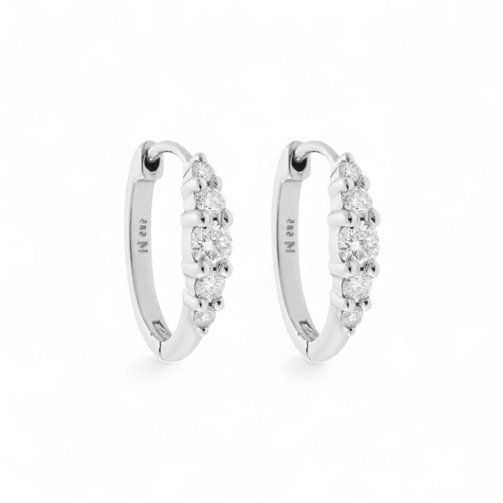 Ripple Medium White Diamond Hoops