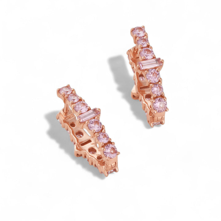 Oval Rivulet Pink Sapphire Hoops