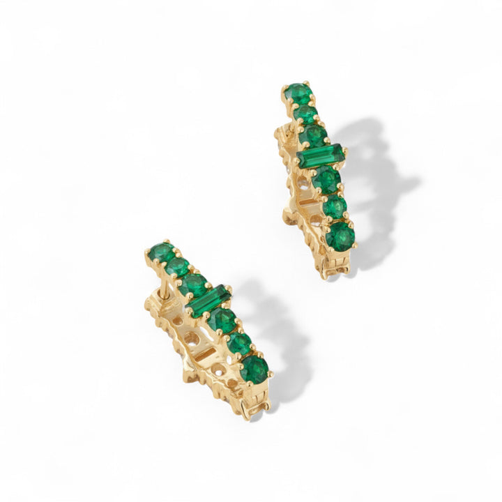 Oval Rivulet Emerald Hoops