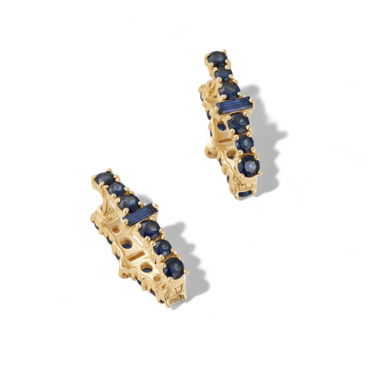 Oval Rivulet Blue Sapphire Hoops