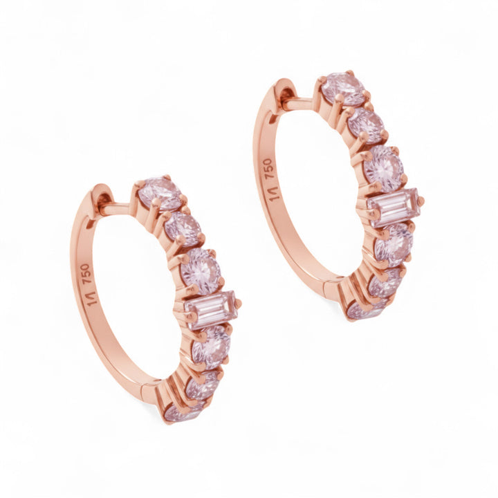 Round Rivulet Pink Sapphire Hoops