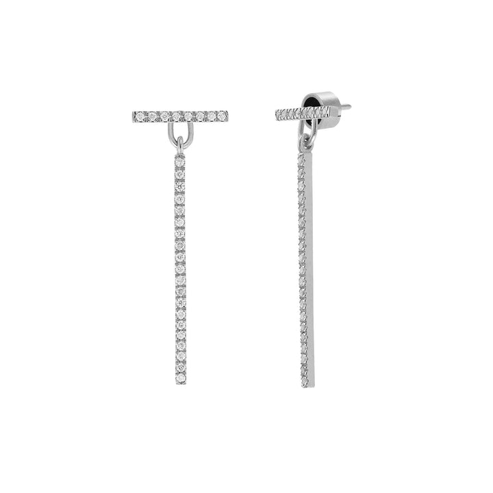 Diamond Bar Earrings Short W-D - Classic - Ileana Makri store