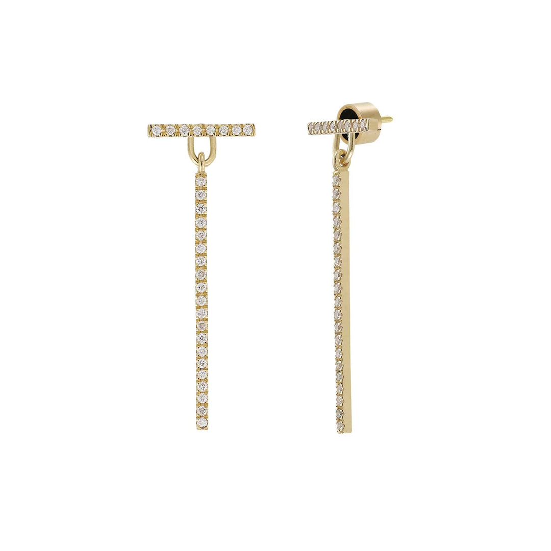 Diamond Bar Earrings Short Y - D - Classic - Ileana Makri