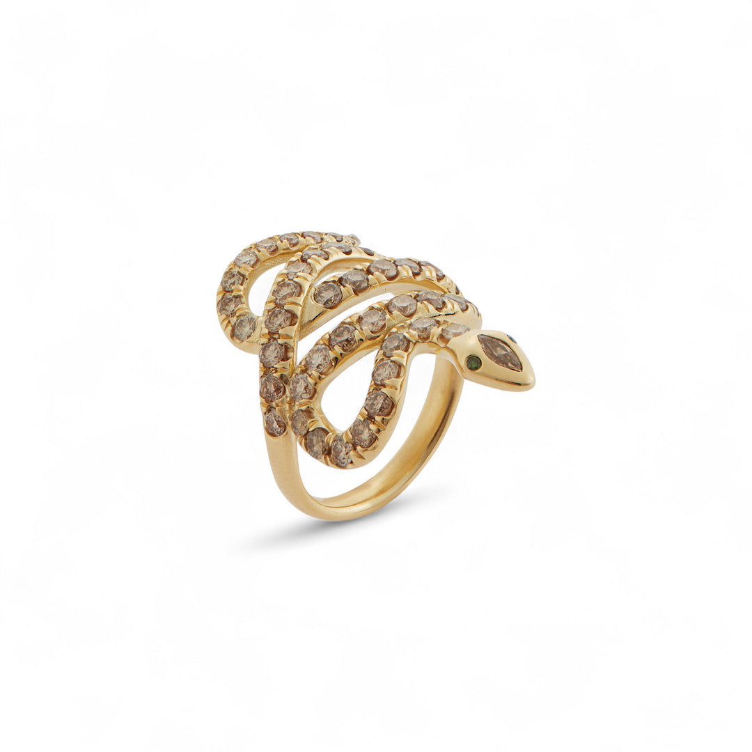 Diamond Coiled Snake Ring - SNAKES - Ileana Makri