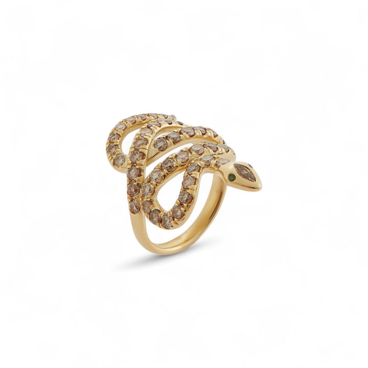 Diamond Coiled Snake Ring - SNAKES - Ileana Makri