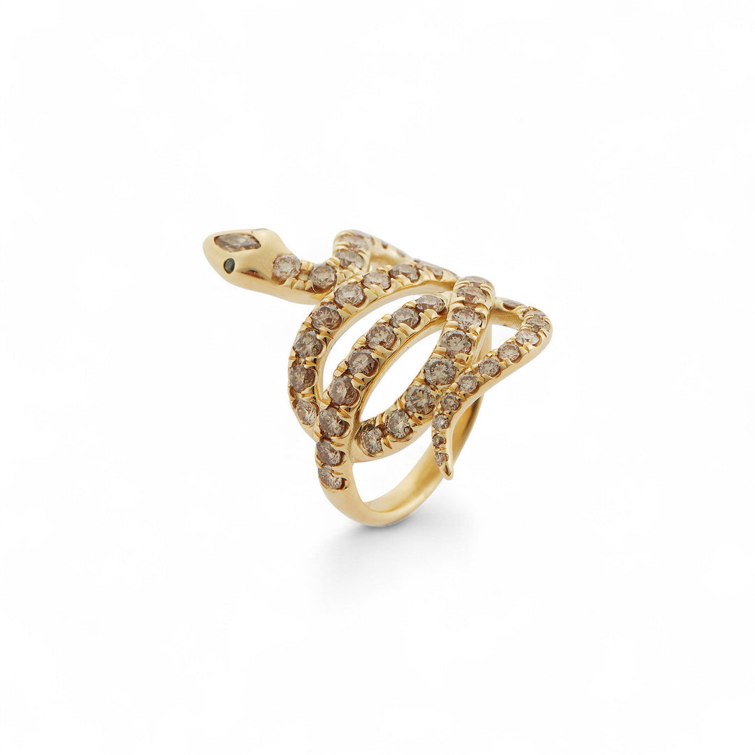 Diamond Coiled Snake Ring - SNAKES - Ileana Makri