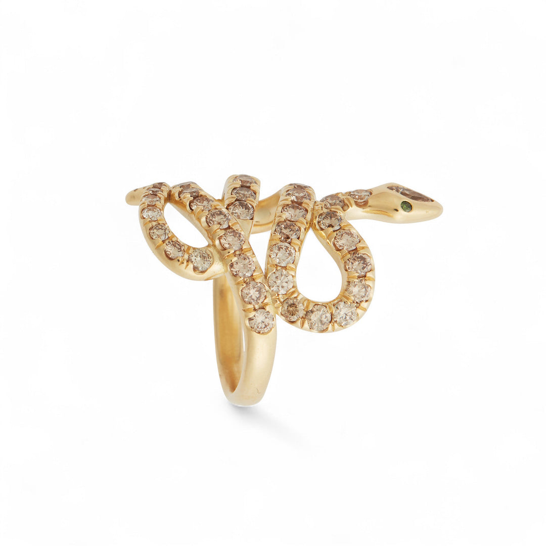 Diamond Coiled Snake Ring - SNAKES - Ileana Makri