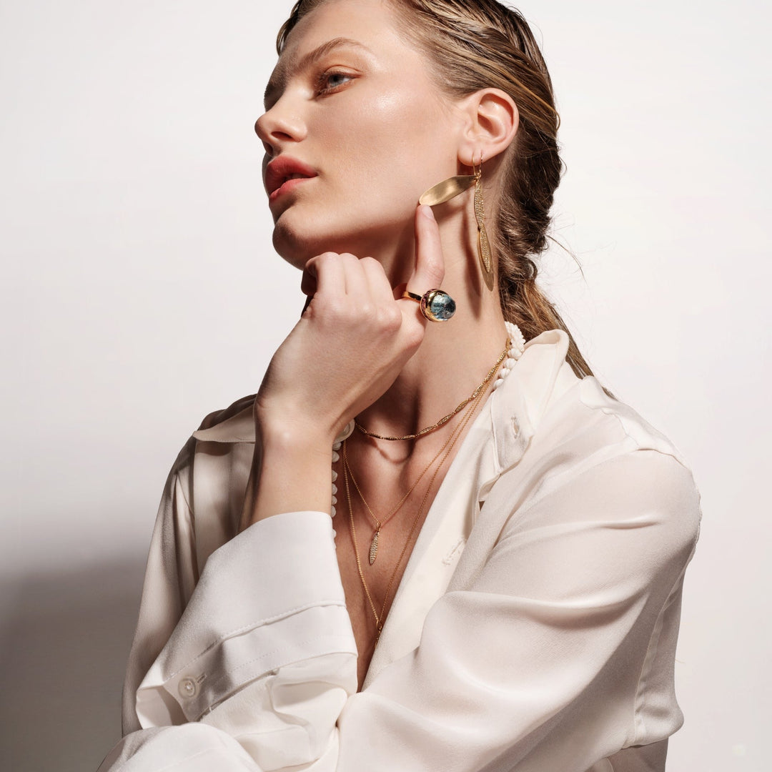Diamond Leaf Pendant - Falling Leaves - Ileana Makri