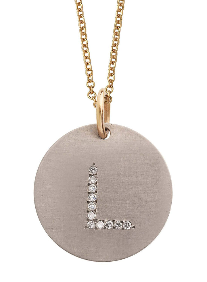 Diamond Letter Pendant T - D - TITANIUM - Ileana Makri