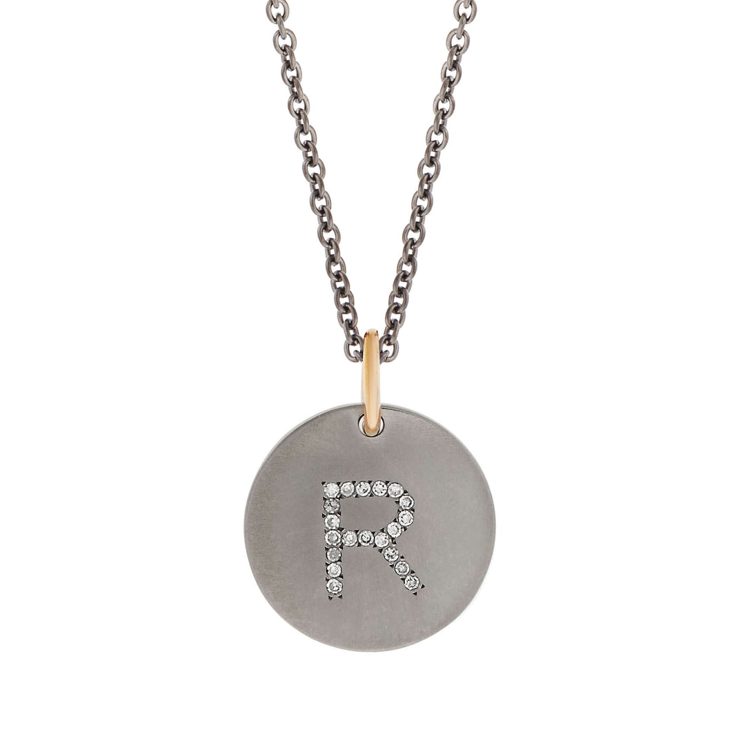 Diamond Letter Pendant T - D - TITANIUM - Ileana Makri