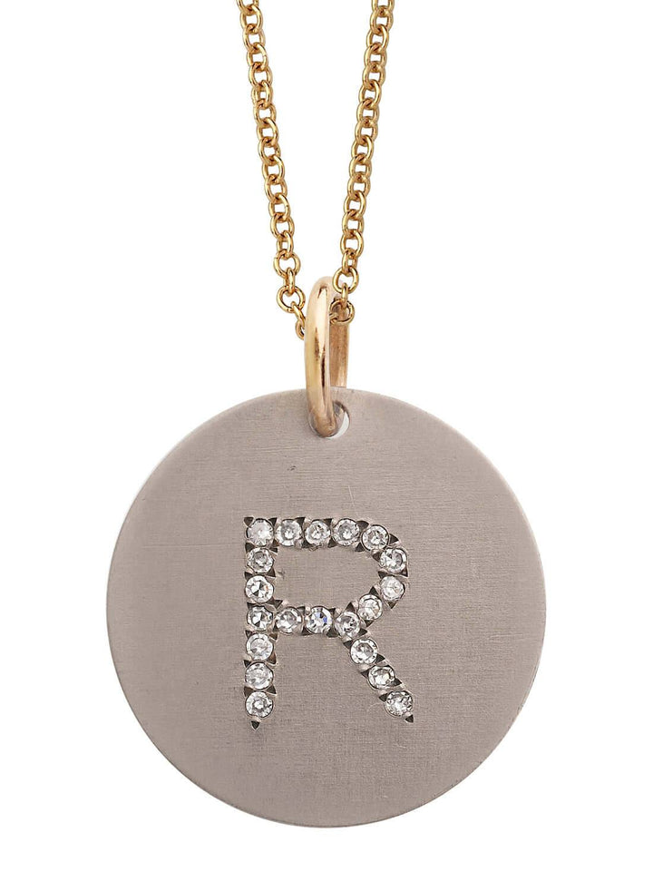 Diamond Letter Pendant T - D - TITANIUM - Ileana Makri