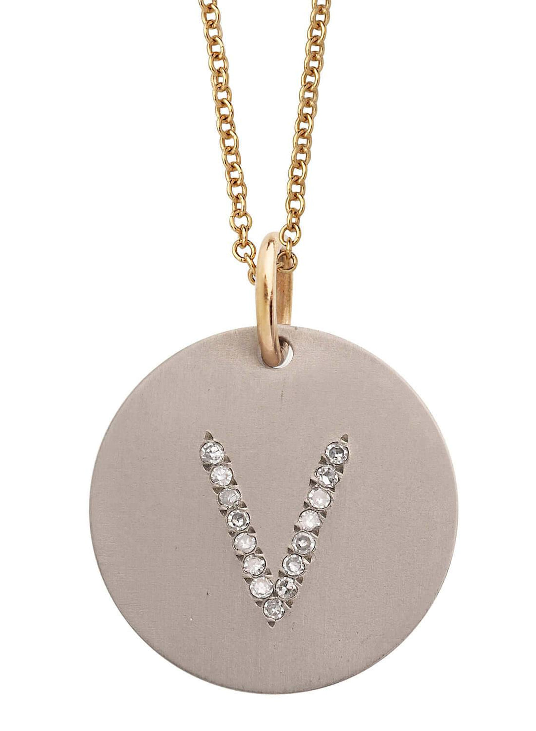 Diamond Letter Pendant T - D - TITANIUM - Ileana Makri