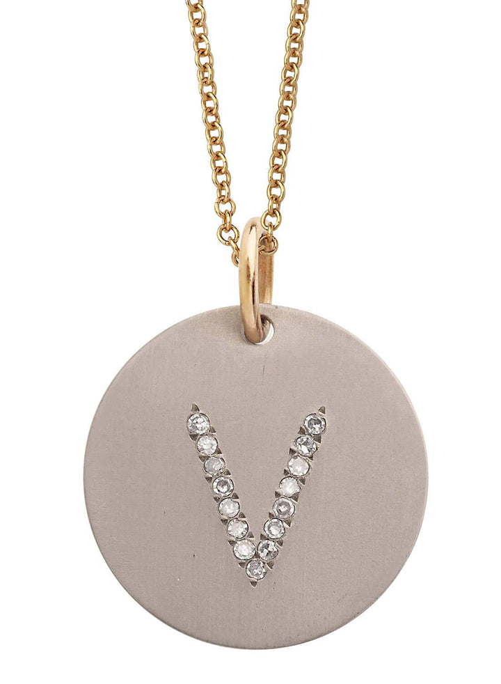 Diamond Letter Pendant T - D - TITANIUM - Ileana Makri