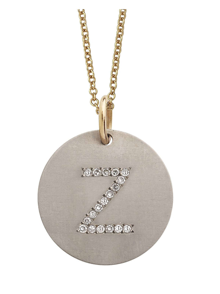 Diamond Letter Pendant T - D - TITANIUM - Ileana Makri