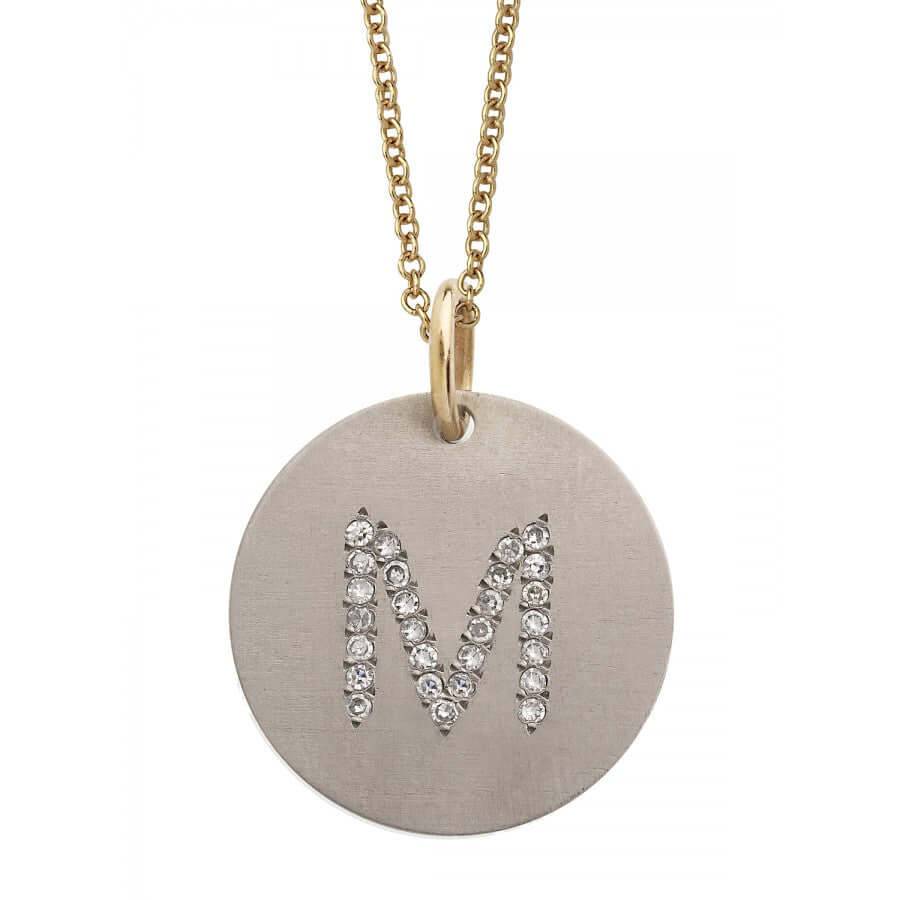 Diamond Letter Pendant T - D - TITANIUM - Ileana Makri