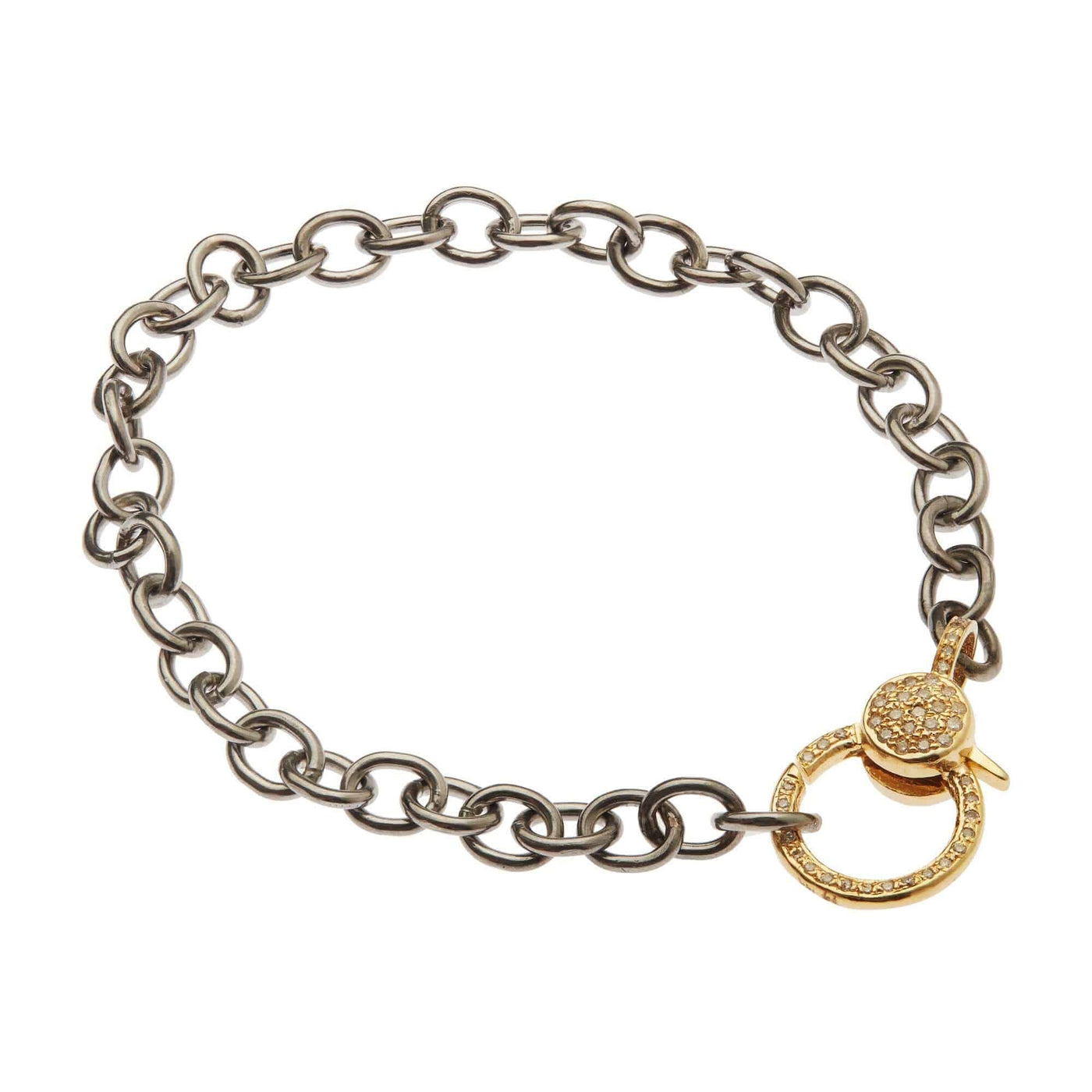 Diamond Lock Round Link Chain Bracelet - Chains - Ileana Makri store
