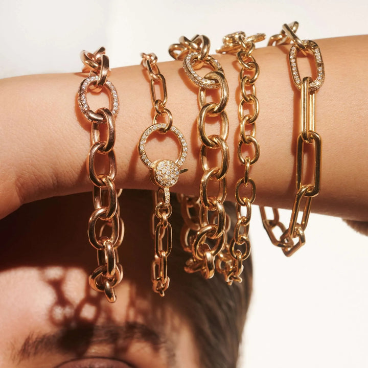 Diamond Lock Round Link Chain Bracelet - Chains - Ileana Makri store