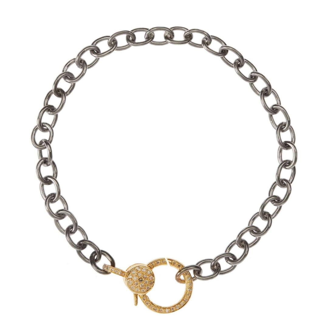 Diamond Lock Round Link Chain Bracelet - Chains - Ileana Makri