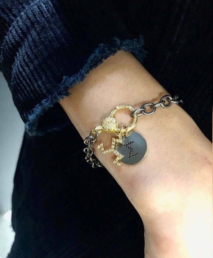 Diamond Lock Round Link Chain Bracelet - Chains - Ileana Makri