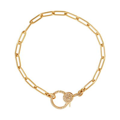 Diamond Lock Widelink Chain Bracelet - Chains - Ileana Makri store