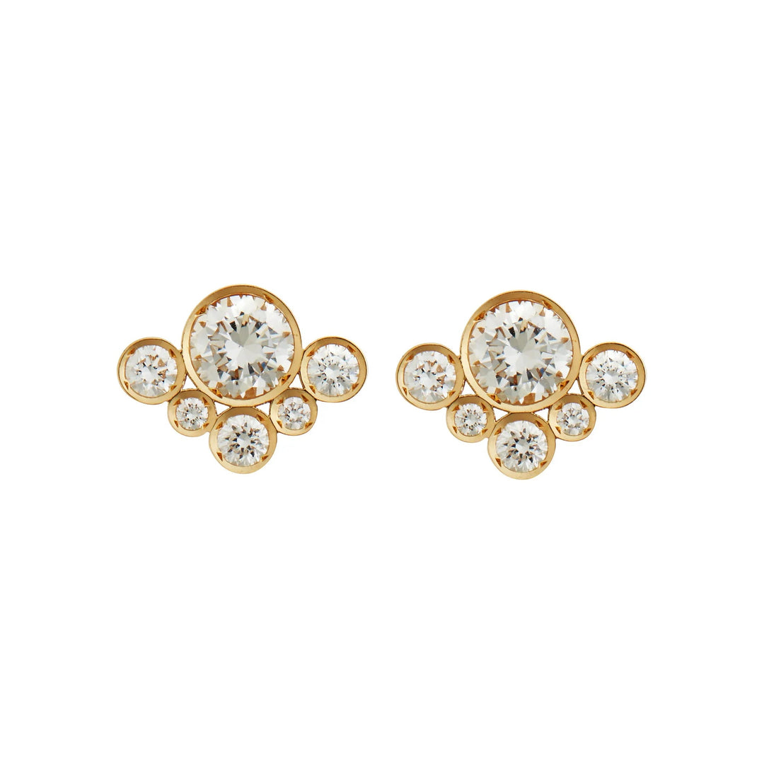 Diamond Ripple Charniere Studs - Lunar - Ileana Makri