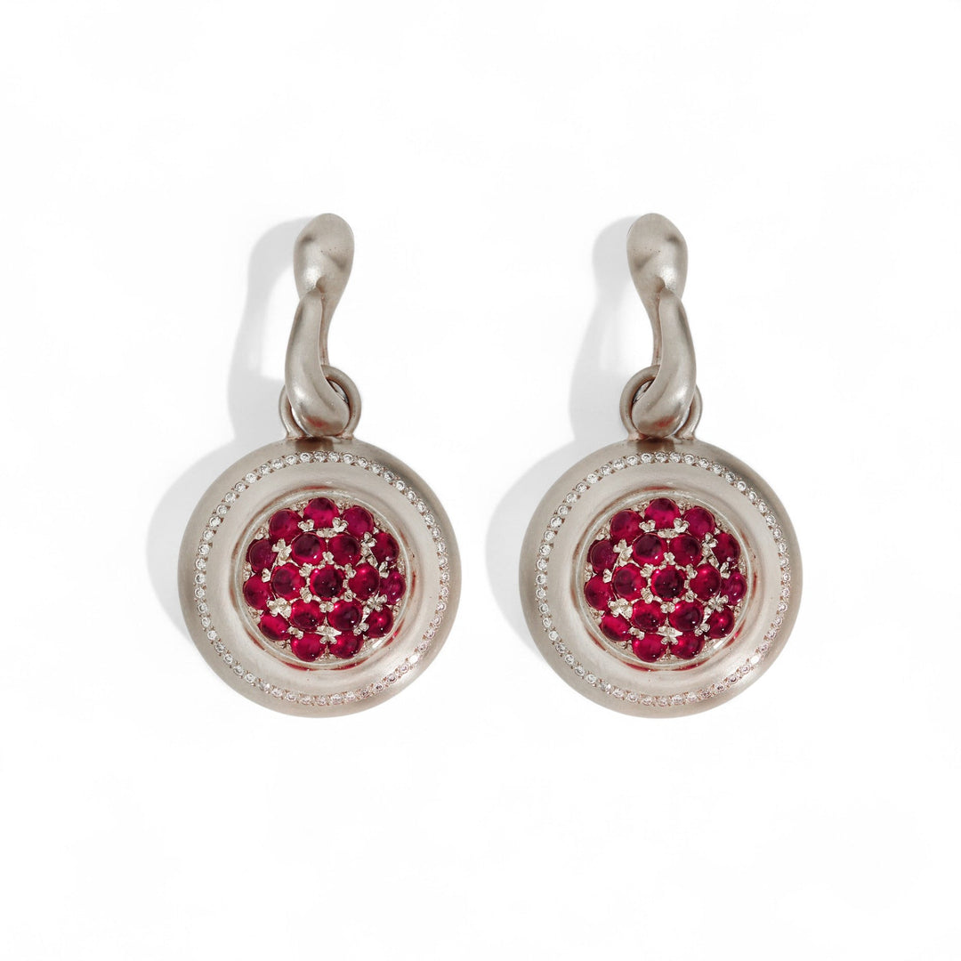 Diamond Ruby Caviar Earrings Small - Fête - Ileana Makri