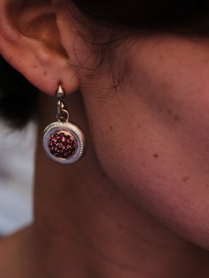 Diamond Ruby Caviar Earrings Small - Fête - Ileana Makri