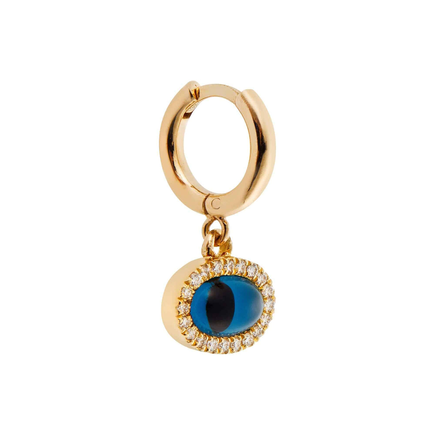 Diamond Yellow Mini Oval Eye Hoops - EVIL EYE - Ileana Makri store