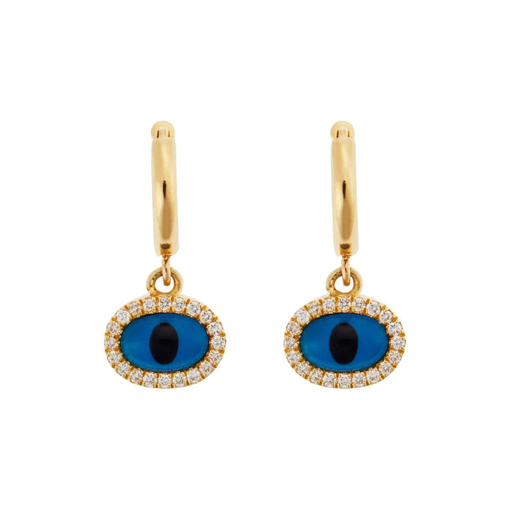 Diamond Yellow Mini Oval Eye Hoops - EVIL EYE - Ileana Makri