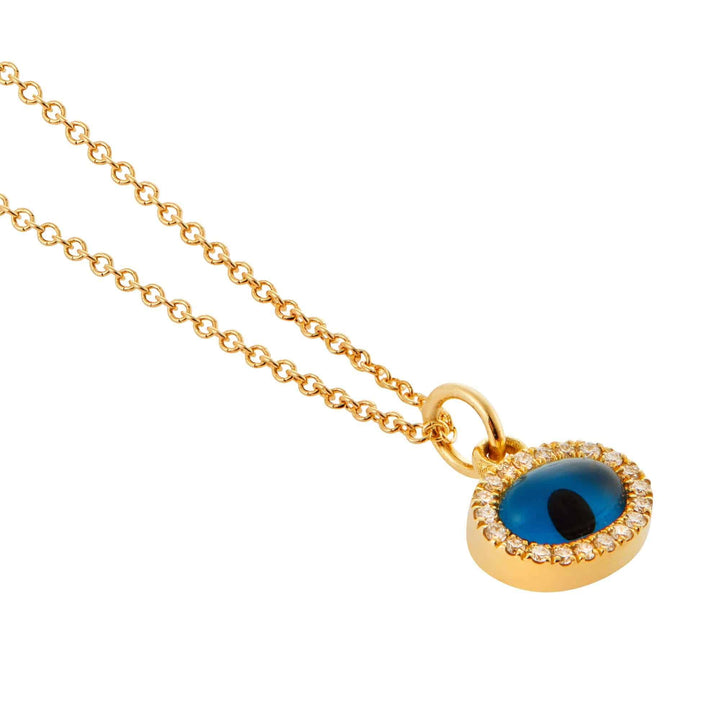 Diamond Yellow Mini Oval Eye Pendant - EVIL EYE - Ileana Makri