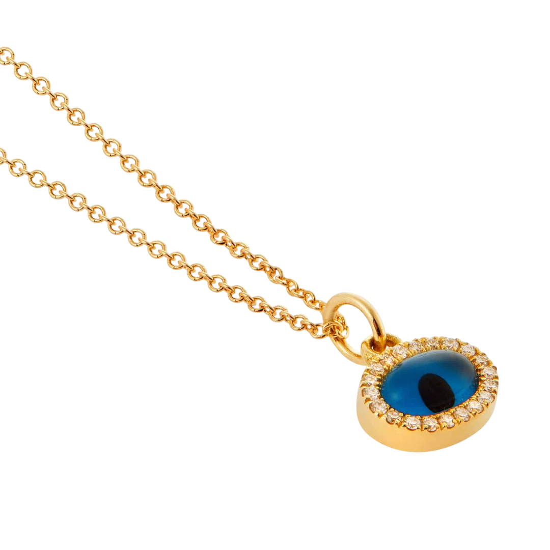 Diamond Yellow Mini Oval Eye Pendant - EVIL EYE - Ileana Makri