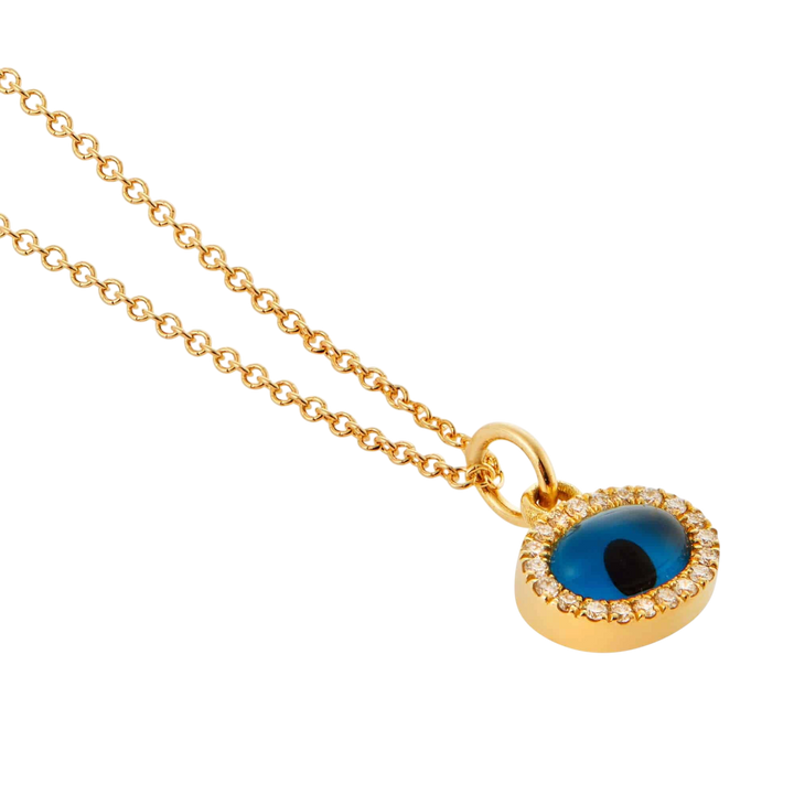 Diamond Yellow Mini Oval Eye Pendant - EVIL EYE - Ileana Makri