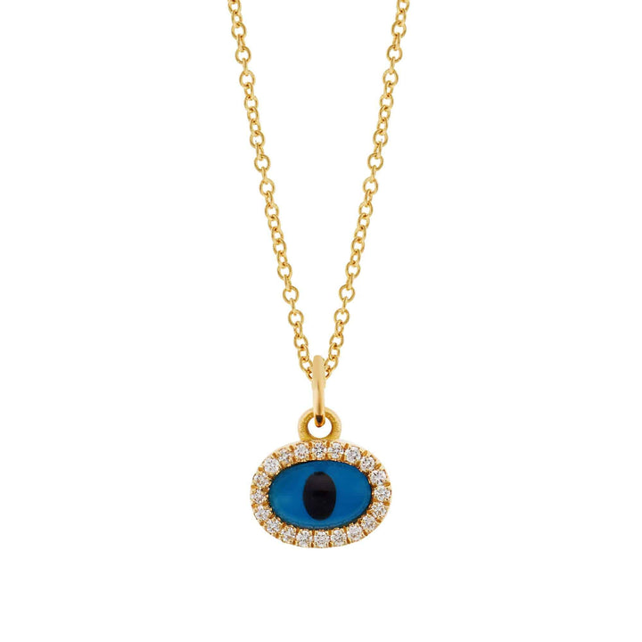Diamond Yellow Mini Oval Eye Pendant - EVIL EYE - Ileana Makri