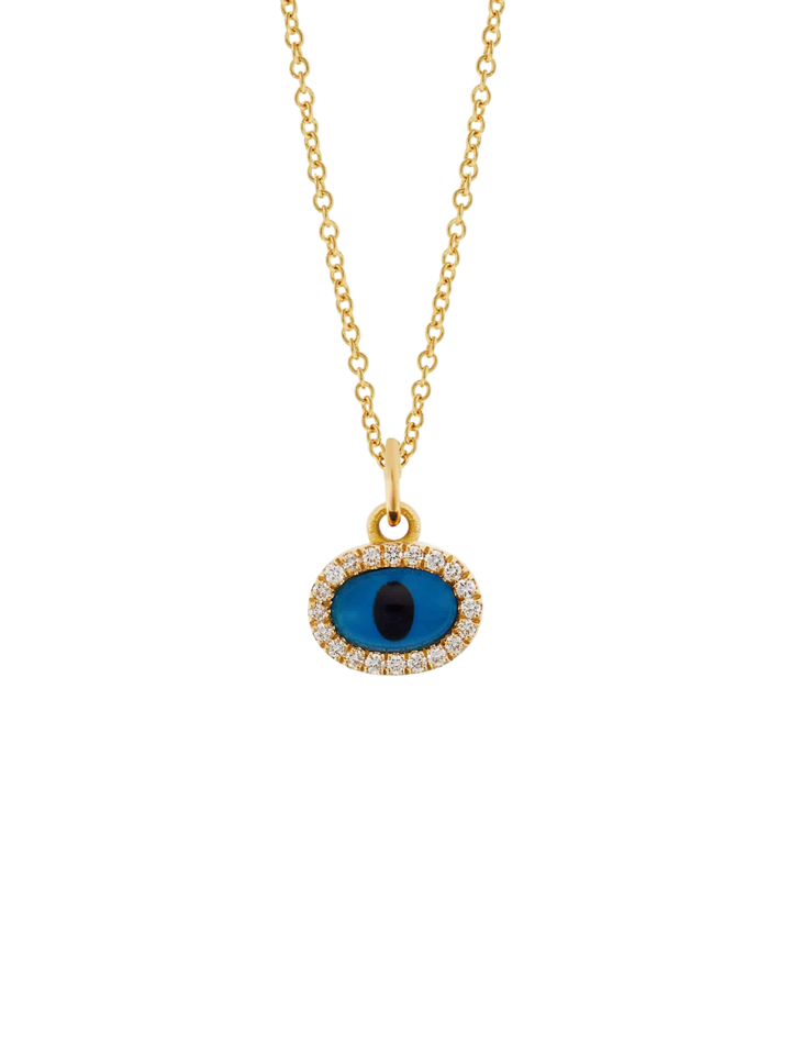 Diamond Yellow Mini Oval Eye Pendant - EVIL EYE - Ileana Makri