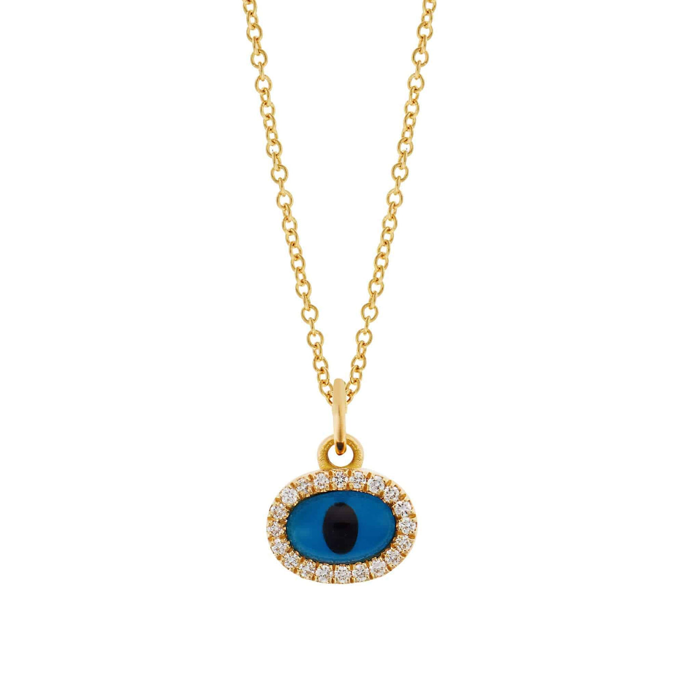 Diamond Yellow Mini Oval Eye Pendant - EVIL EYE - Ileana Makri store