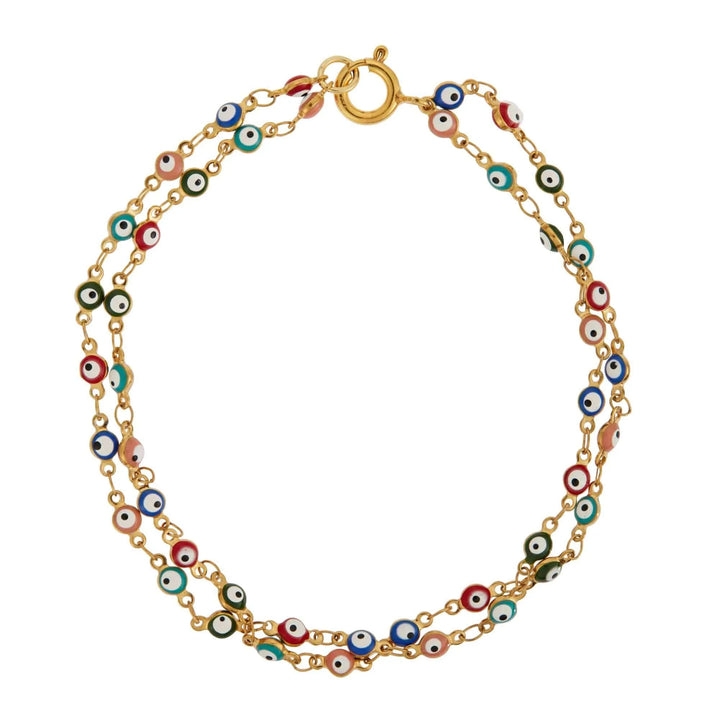 Double Evil Eye Beaded Anklet Bracelet - Eye M Eyes - Ileana Makri store