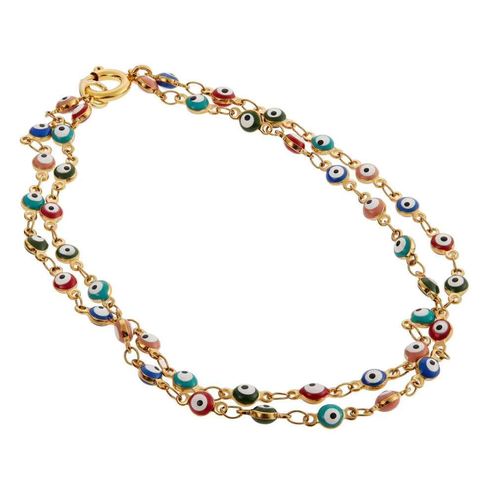 Double Evil Eye Beaded Anklet Bracelet - Eye M Eyes - Ileana Makri
