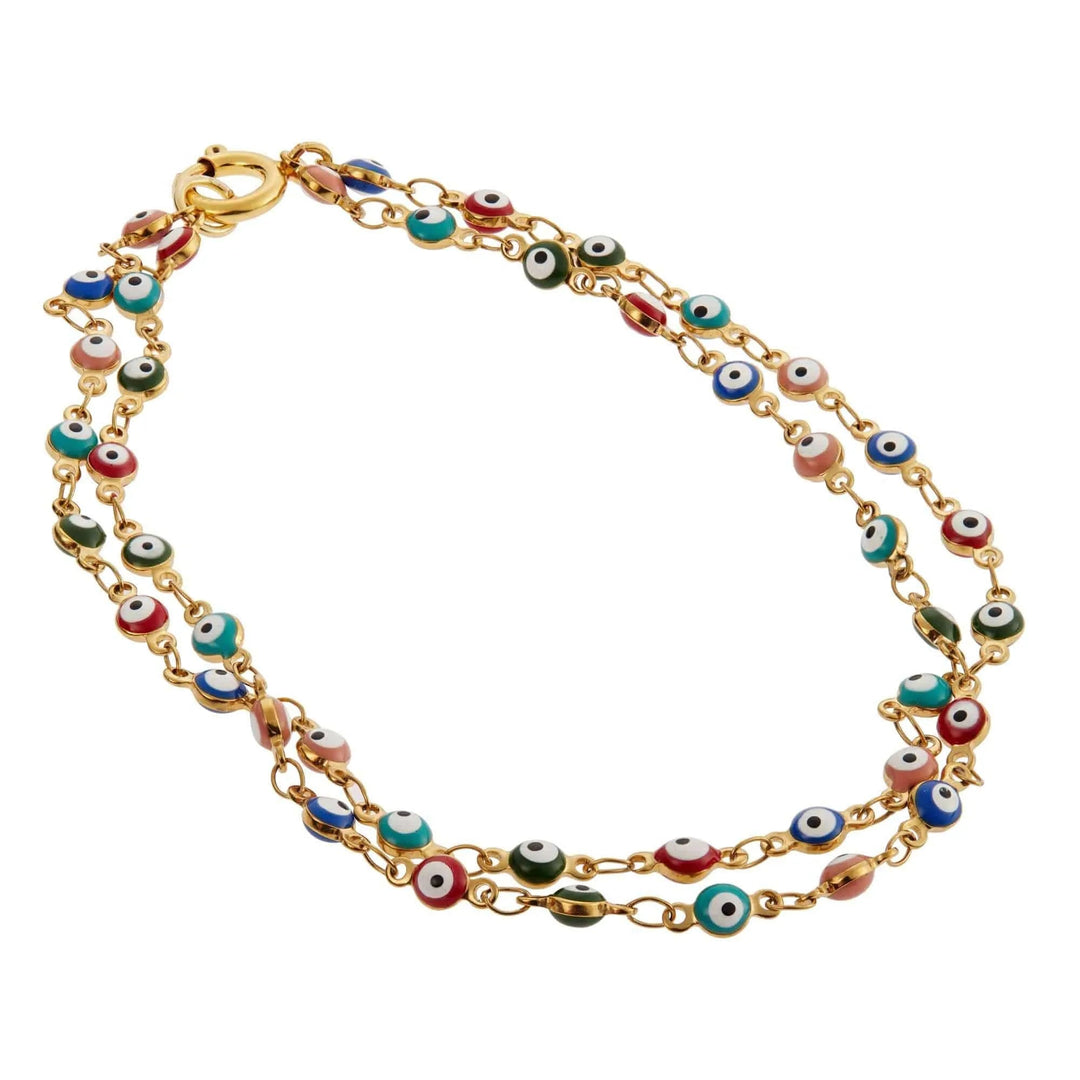 Double Evil Eye Beaded Anklet Bracelet - Eye M Eyes - Ileana Makri