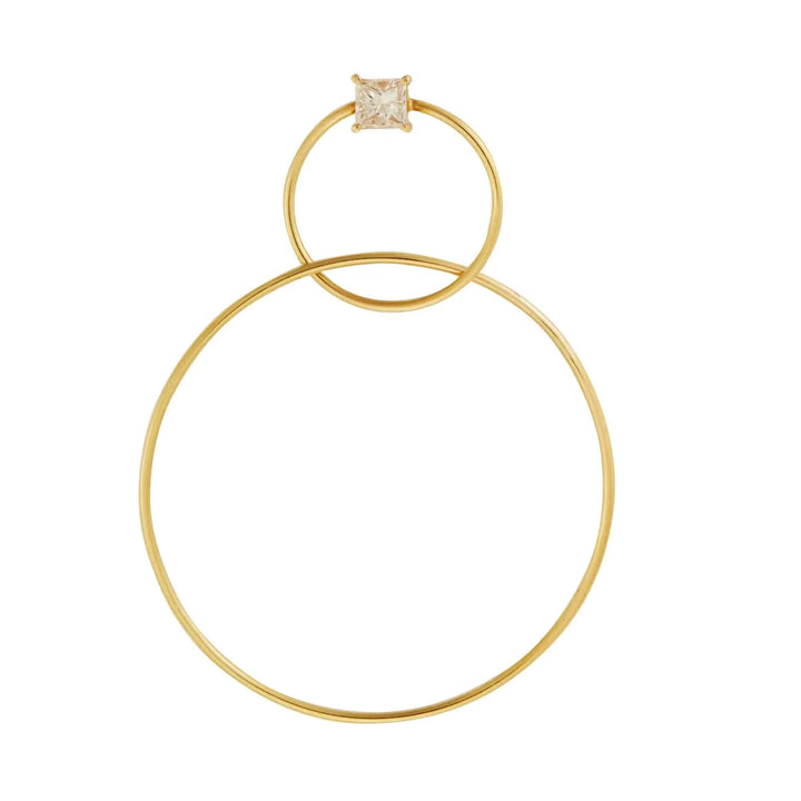 Double Slim Square Diamond Hoops - Queen - Ileana Makri store